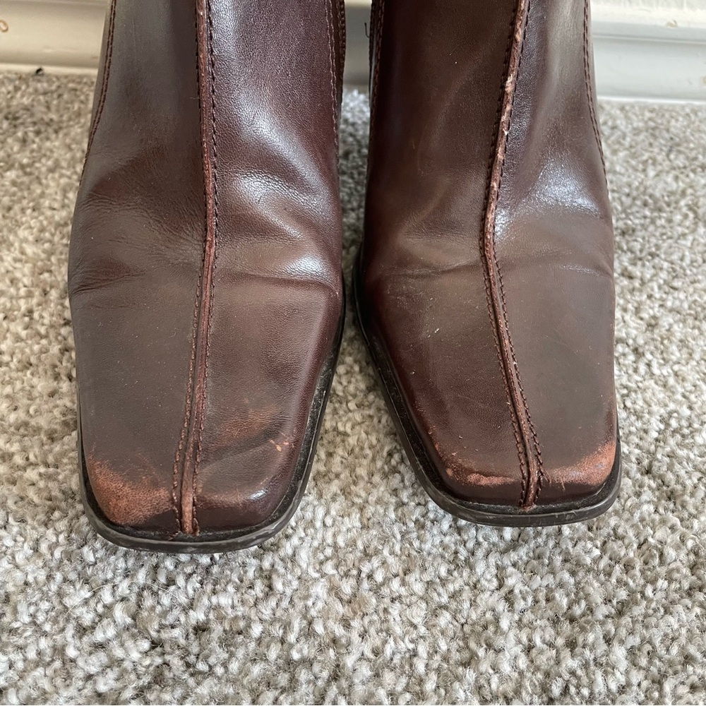 Vintage Diba Y2K Square Toe Ankle Boots Women’s 9 Brown Leather Western Boho - Picture 3 of 12
